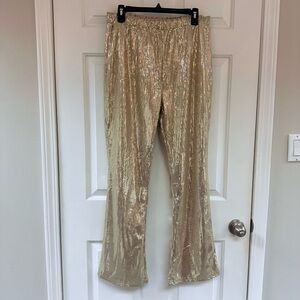 New! Serra Gold Sequin Pants, Ladies M, elastic waist